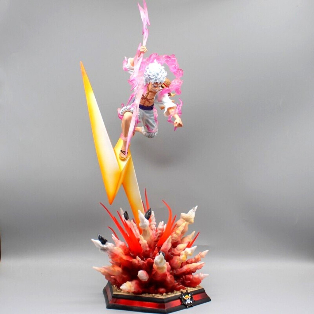 Mô Hình OnePiece Luffy nika gear 5 nika trắng trạng thái chiến đấu tay cầm vũ khí Cao 46cm - rộng 20 - nặng 1kg9 + FULL BOX + Phụ kiện Tia sét + LED + Ổ nguồn led , Figure OnePiece - có vỏ hộp màu - N1-K31-T5-S2