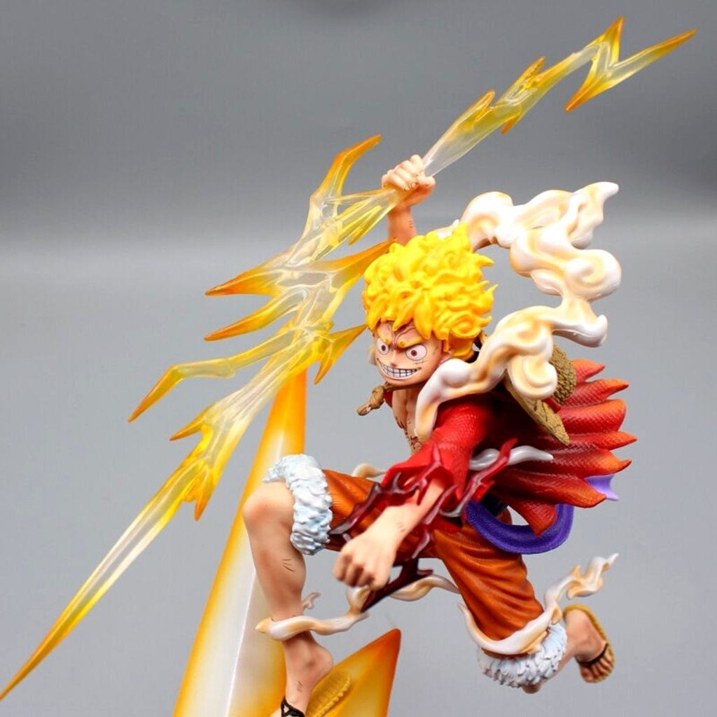 Mô Hình OnePiece Luffy nika gear 5 nika đỏ trạng thái chiến đấu tay cầm vũ khí Cao 46cm - rộng 20 - nặng 1kg9 + FULL BOX + Phụ kiện Tia sét + LED + Ổ nguồn led , Figure OnePiece - có vỏ hộp màu - N1-K32-T5-S3