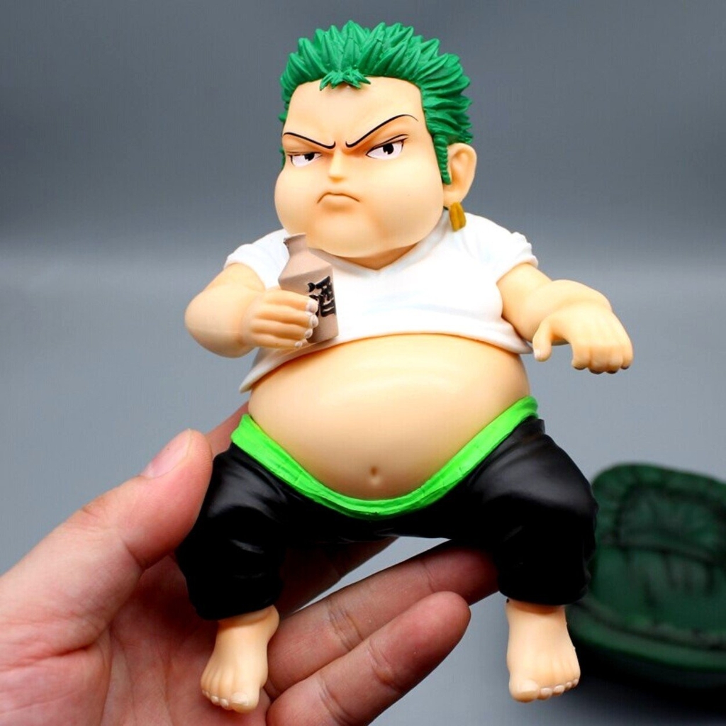 Mô Hình OnePiece zoro béo ngồi ghế - Cao 14.5cm - nặng 650gram + có Box + phụ kiện có bình rượu cầm tay - Figure OnePiece - Có Hộp - K18-T3-S1