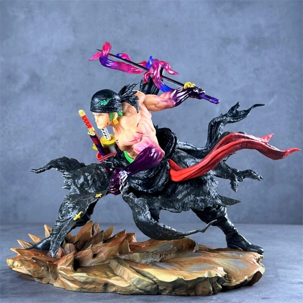 Mô Hình OnePiece Zoro đẫm máu chiến đấu - Cao 31cm - nặng 1kg5 + Box Bìa - hộp xốp + Phụ kiện đi kèm gồm có 1 kiếm + 2 đầu thay thế - Figure OnePiece - Có Hộp N1-K42-T5-S1