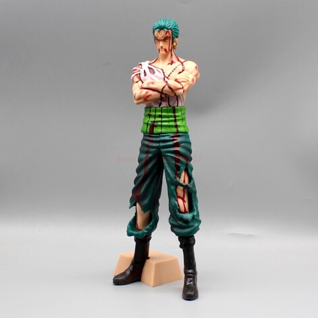 Mô Hình OnePiece Zoro đẫm máu - Cao 29cm - nặng 430gram  + phụ kiện có 2 đầu thay thế + 1 đế kẹp chân - Figure OnePiece - No box -  N3-K59-T1-S2