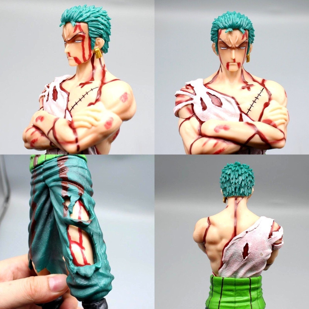 Mô Hình OnePiece Zoro đẫm máu - Cao 29cm - nặng 430gram  + phụ kiện có 2 đầu thay thế + 1 đế kẹp chân - Figure OnePiece - No box -  N3-K59-T1-S2
