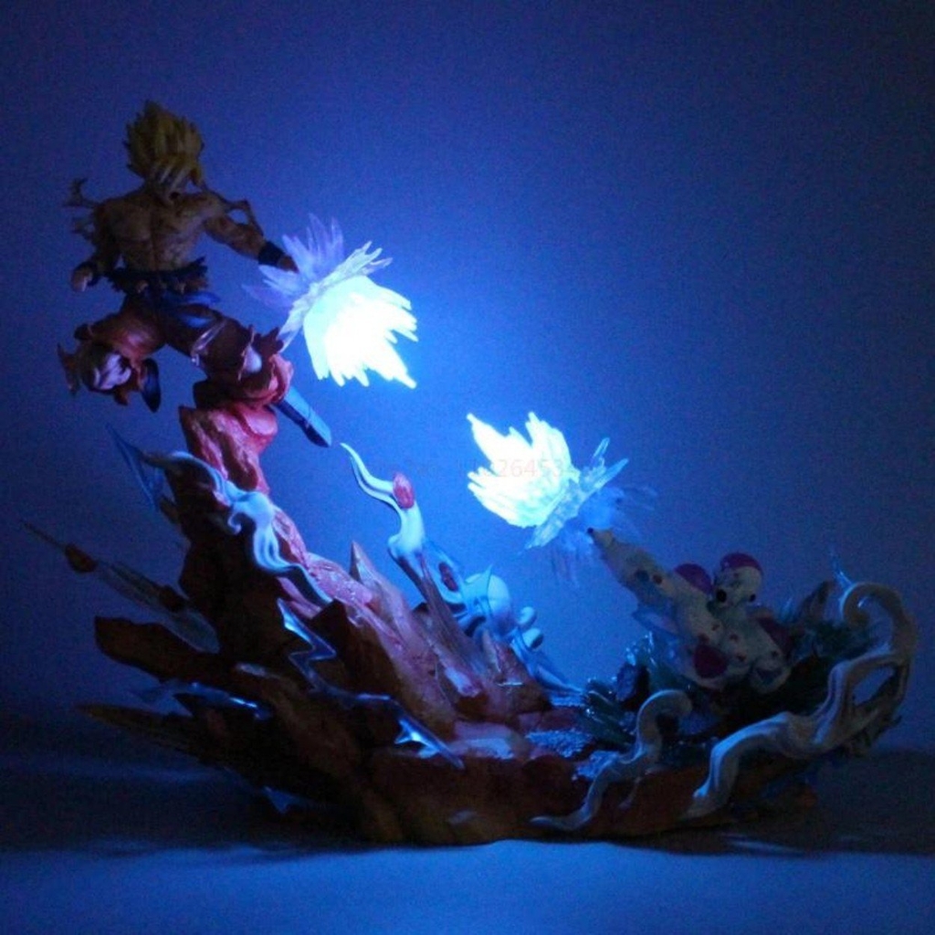 Mô hình DragonBall Goku đại chiến Frieza - Cao 21cm - rộng 26cm - nặng 500gram + FULL BOX + Phụ kiện đi kèm : LED + hiệu ứng ở tay - Dragon Ball - Có Hộp màu N1-K27-T5-S2