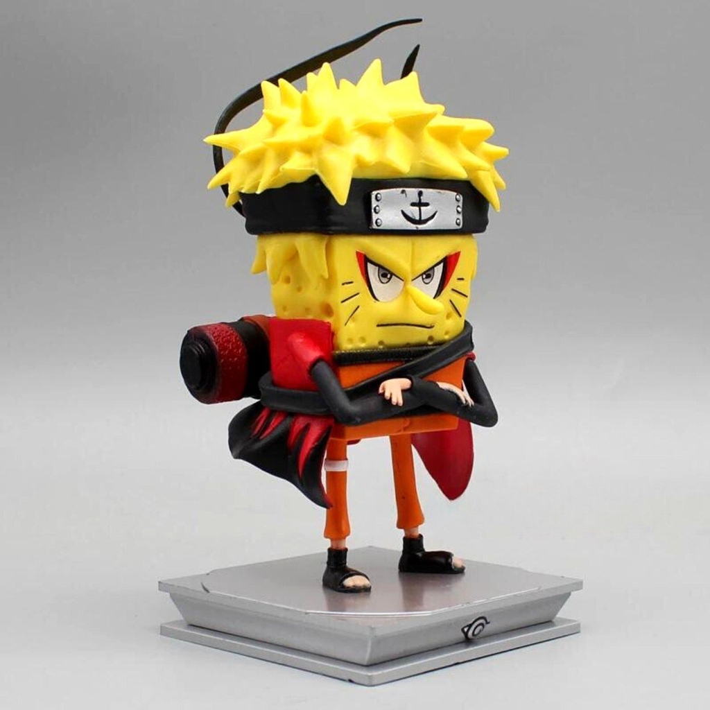 Mô hình SpongeBob cosplay Naruto - Cao 14cm - nặng 230gram - Phụ kiện : có đế đi kèm + Có Box Màu + Bọc túi nilon - Figure Naruto - Có Hộp Màu