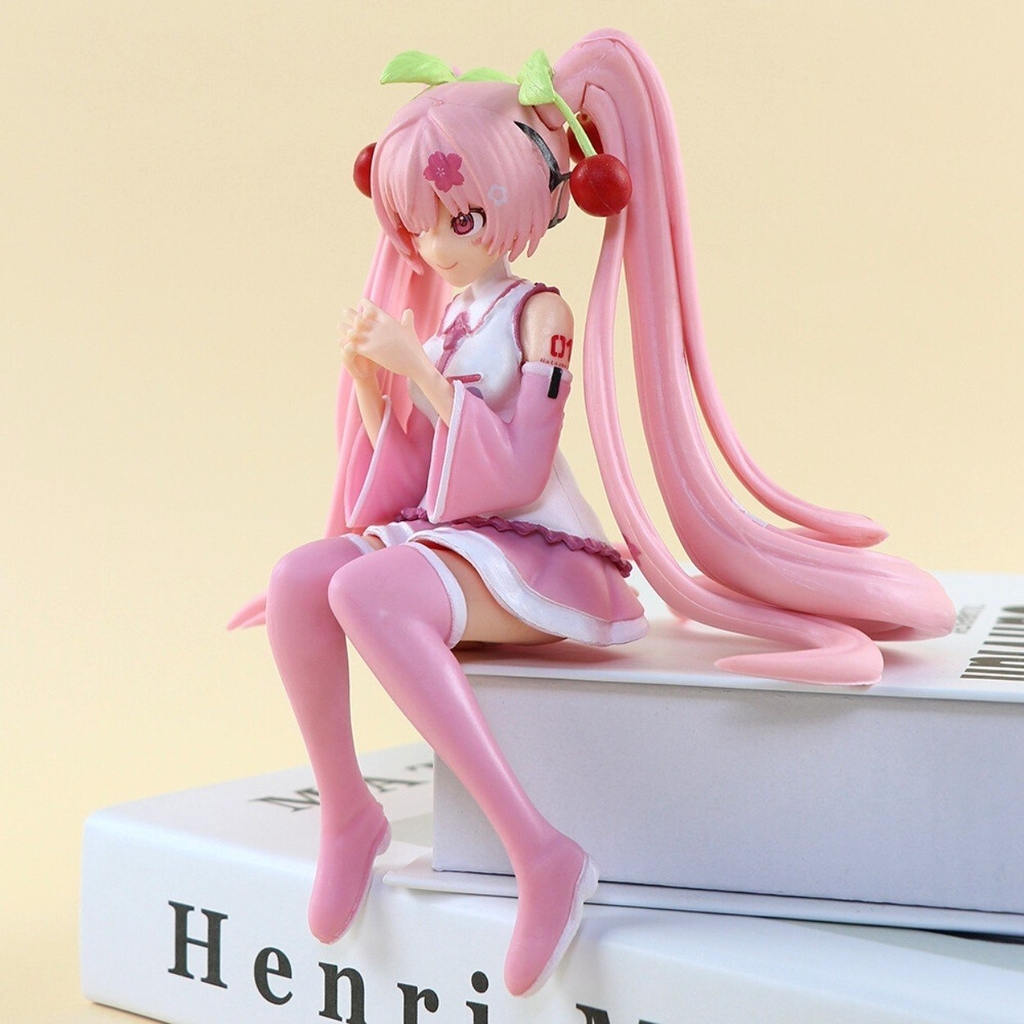 Mô Hình Hatsune Miku Hồng Ngồi - Cao 14cm - nặng 100gram - Figure Miku - có hộp màu - N1-K56-T2-S2