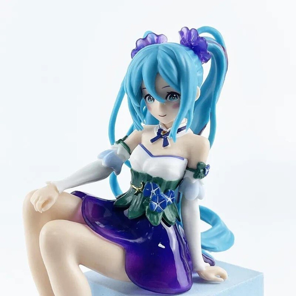 Mô Hình Hatsune Miku ngồi tóc xanh váy tím - Cao 14cm - nặng 100gram - Figure Miku - Có Hộp màu K30-T1-S5