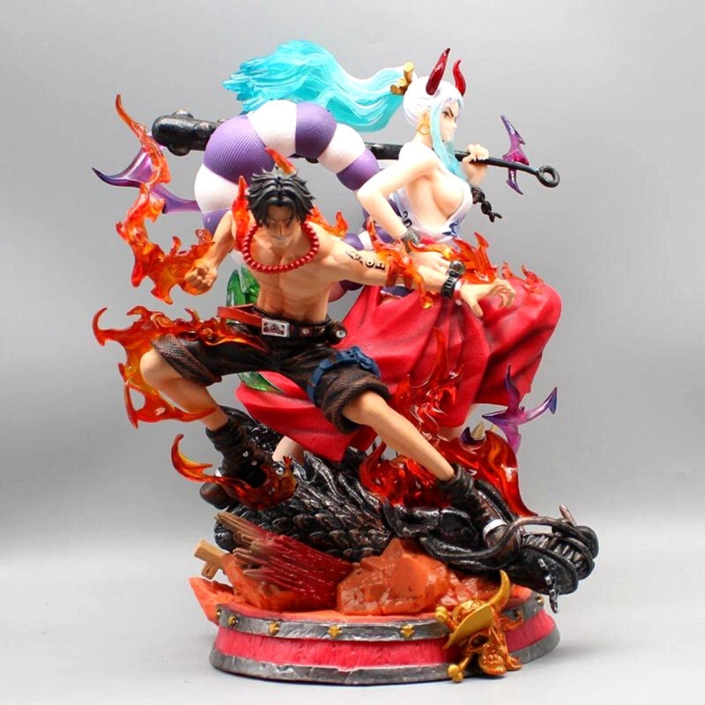 Mô Hình OnePiece ACE và Yamato đại chiến - Cao 29cm - nặng 2kg5 - Phụ kiện : 2 đầu ACE thay thế + 1 khay rượu + 1 giấy sinh tử , Figure OnePiece - có vỏ hộp màu - N1-K44-T5-S1