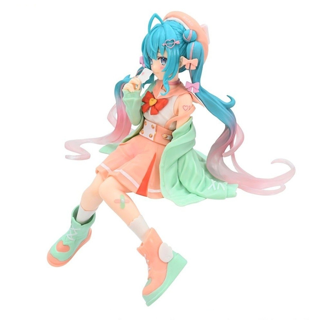 Mô Hình Hatsune Miku Ngồi Tóc xanh váy cam - Cao 14cm - nặng 100gram - Figure Miku - Box màu - N1-K34-T3-S2