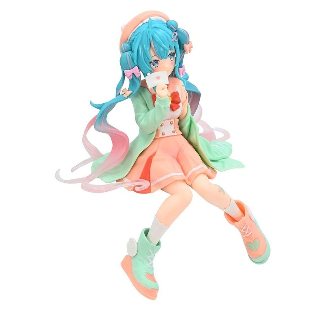 Mô Hình Hatsune Miku Ngồi Tóc xanh váy cam - Cao 14cm - nặng 100gram - Figure Miku - Box màu - N1-K34-T3-S2