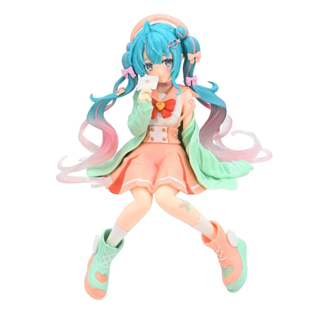 Mô Hình Hatsune Miku Ngồi Tóc xanh váy cam - Cao 14cm - nặng 100gram - Figure Miku - Box màu - N1-K34-T3-S2