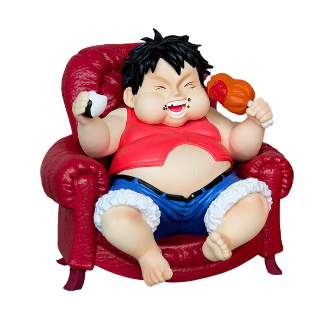 Mô Hình cướp biển Béo ngồi ghế - Cao 14cm - nặng 1kg - Phụ kiện : Ghế + nắm cơm + đùi gà -  No Box