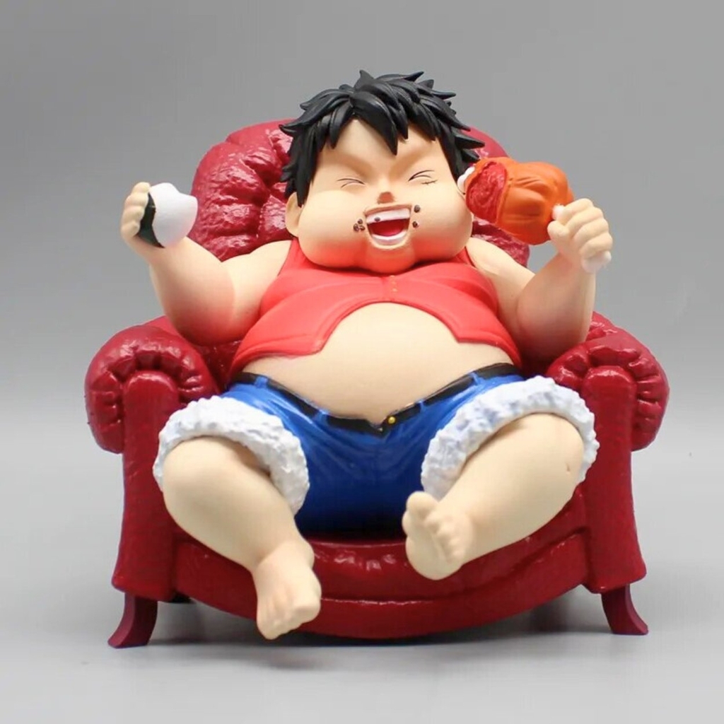 Mô Hình OnePiece Luffy Béo ngồi ghế - Cao 14cm - nặng 1kg - Phụ kiện : Ghế + nắm cơm + đùi gà - Figure OnePiece - No Box - N1-K50-T4-S1