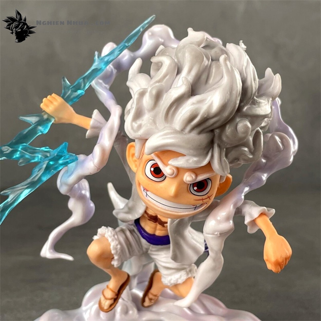 Mô Hình OnePiece Luffy nika gear 5 trạng thái chiến đấu tay cầm vũ khí cao 16cm nặng 300g , Figure OnePiece - bọc túi opp - có hộp màu - N4-K4-BL3