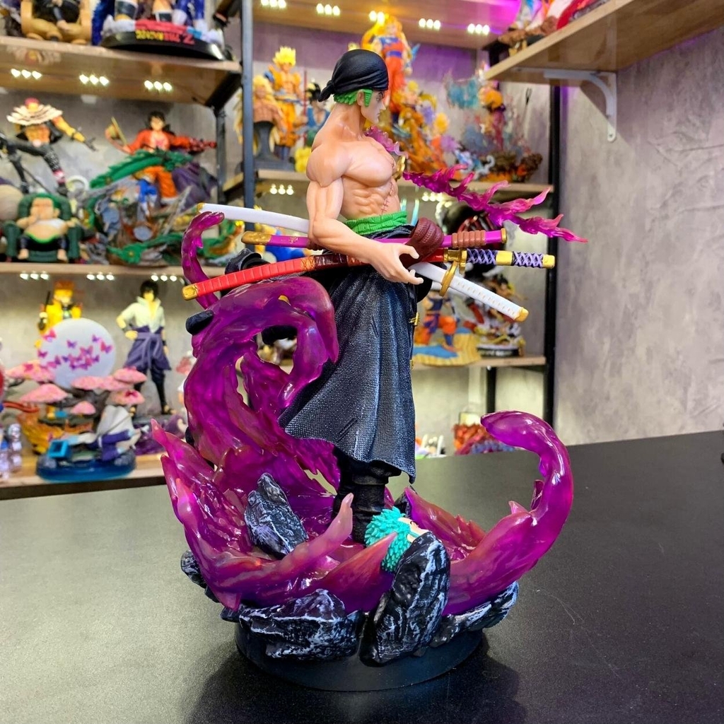 Mô Hình OnePiece Zoro enma - Cao 29cm - nặng 1kg8 - Phụ kiện : Kiếm + 2 đầu , Figure OnePiece -  có hộp màu