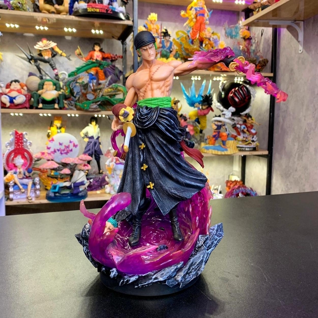 Mô Hình OnePiece Zoro enma - Cao 29cm - nặng 1kg8 - Phụ kiện : Kiếm + 2 đầu , Figure OnePiece -  có hộp màu