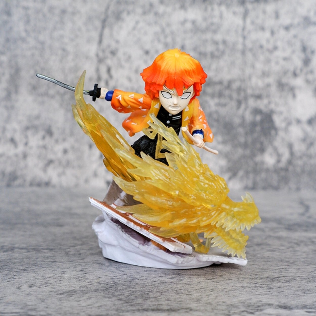 Mô Hình Kimetsu No Yaiba Zenitsu chibi chiến đấu - Cao 8,5cm - nặng 190gram - Phụ kiện : Kiếm - Figure Thanh gươm diệt quỷ - Có Vỏ Hộp màu