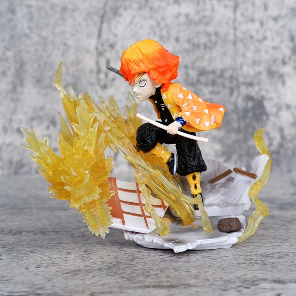 Mô Hình Kimetsu No Yaiba Zenitsu chibi chiến đấu - Cao 8,5cm - nặng 190gram - Phụ kiện : Kiếm - Figure Thanh gươm diệt quỷ - Có Vỏ Hộp màu - N1-K44-T4-S2-S3