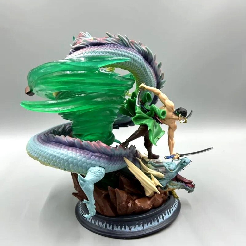 Mô Hình OnePiece Zoro rồng lốc xoáy - cao 28cm - rộng 25cm - nặng 2kg4 - phụ kiện : 3 kiếm + 2 đầu - Figure OnePiece - Có Hộp - N3-T5