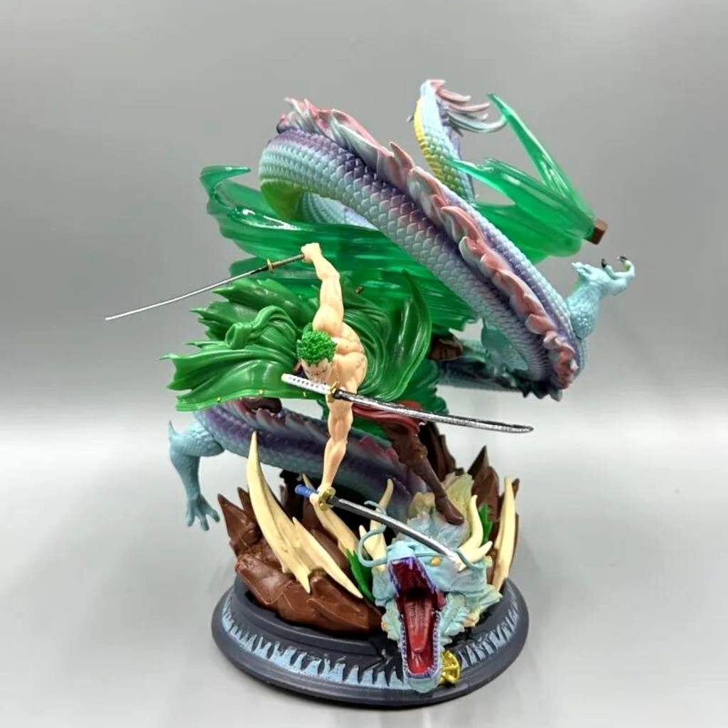 Mô Hình OnePiece Zoro rồng lốc xoáy - cao 28cm - rộng 25cm - nặng 2kg4 - phụ kiện : 3 kiếm + 2 đầu - Figure OnePiece - Có Hộp - N3-T5