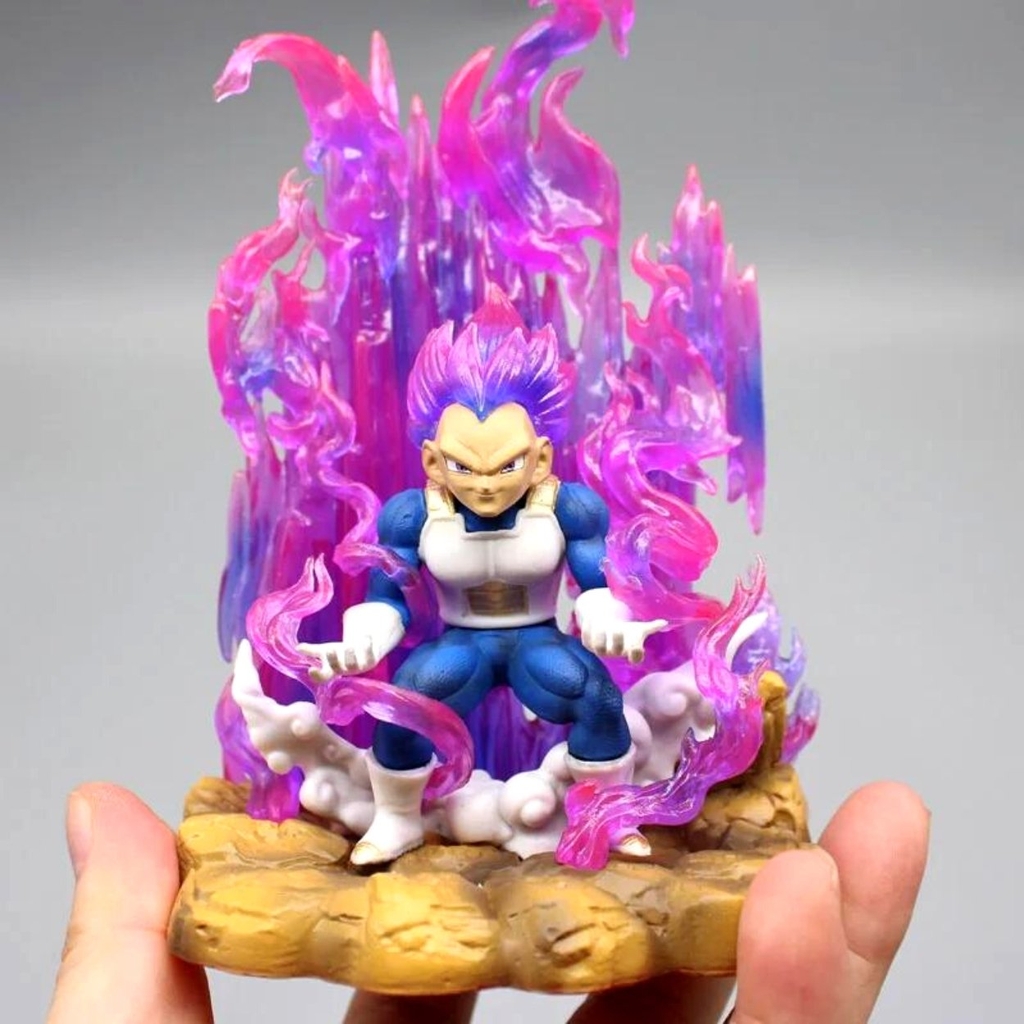 Mô hình DragonBall Vegeta Chibi gồng mình hiệu ứng base đẹp - Cao 14cm - rộng 9cm - nặng 230gram - Dragon Ball - Có Hộp màu - N4-K14