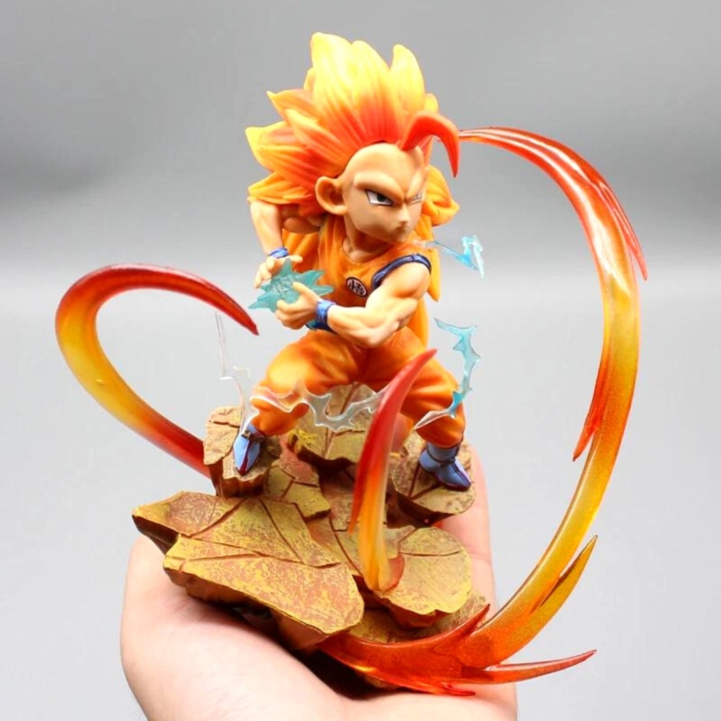 Mô hình DragonBall Goku ssj3 bắn chưởng hiệu ứng base đẹp - Cao 15cm - nặng 350gram - Dragon Ball - Có Hộp màu n1-k45-t3-s1