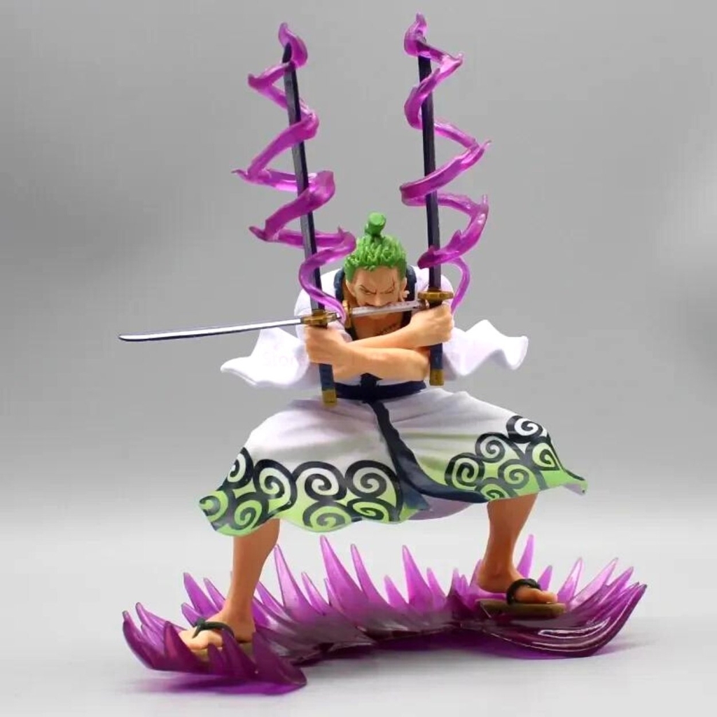 Mô Hình OnePiece Zoro wano Tam kiếm - Cao 18cm - nặng 270Gram - Phụ kiện : Đế + 3 Kiếm + 2 Haki -  Figure OnePiece -  Có Hộp màu