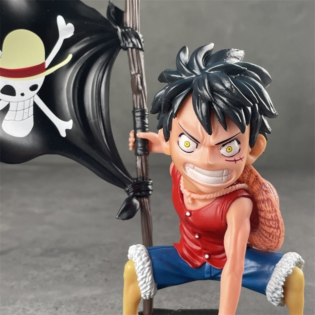 Mô Hình OnePiece Luffy cầm cờ bang siêu chất cao 18cm nặng 300g , Figure OnePiece - no box - bọc túi opp - N1-K37-T1-S2