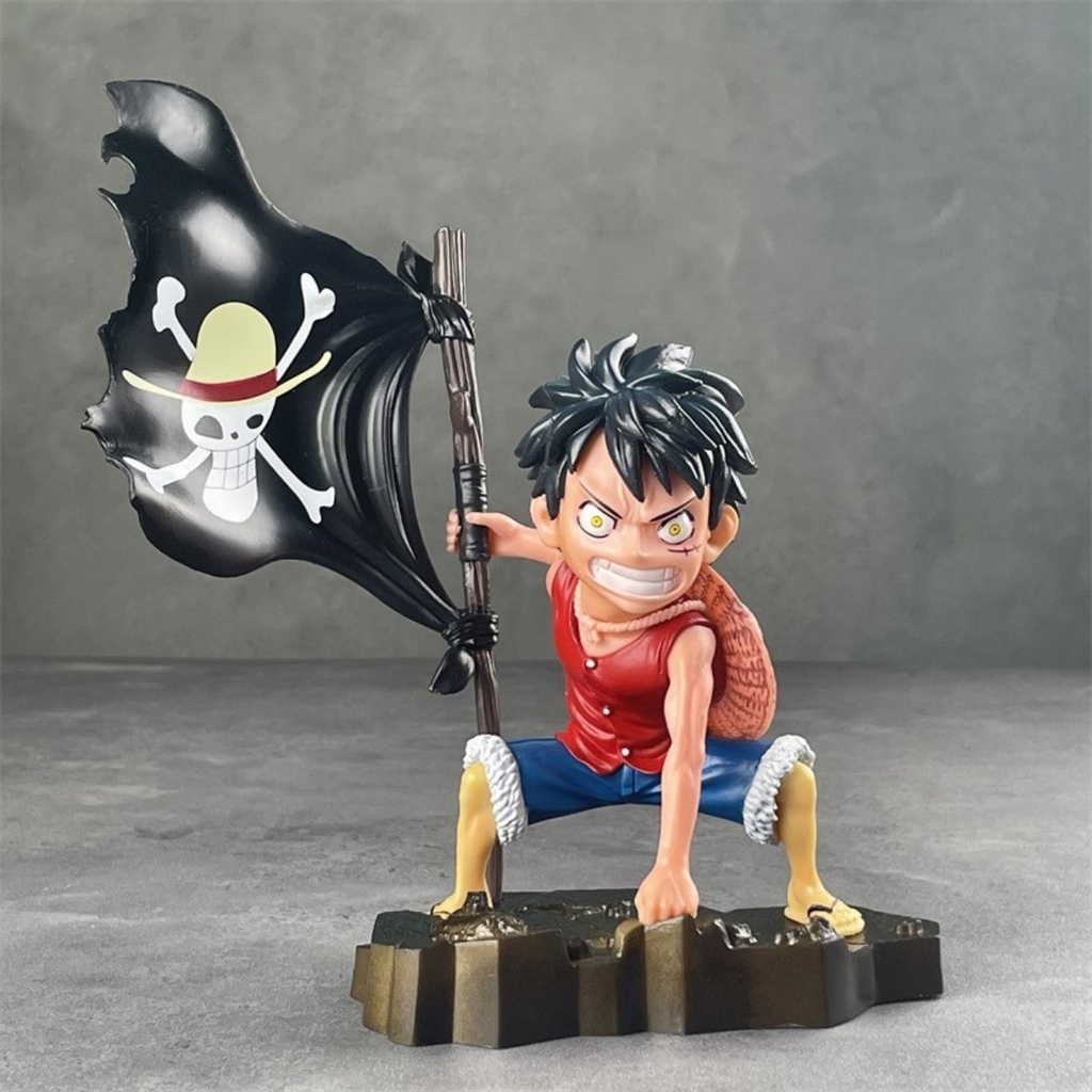 Mô Hình OnePiece Luffy cầm cờ bang siêu chất cao 18cm nặng 300g , Figure OnePiece - no box - bọc túi opp - N1-K37-T1-S2