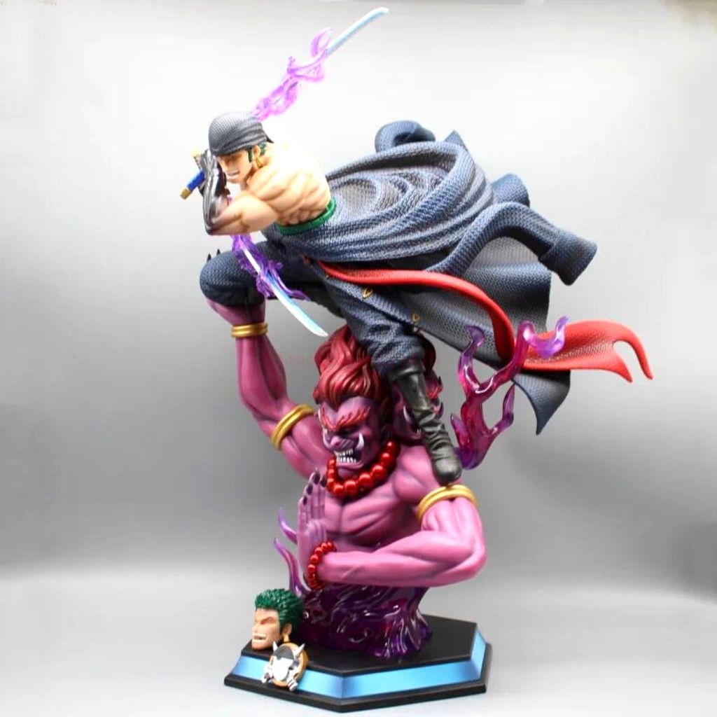 Mô Hình OnePiece Zoro Đứng trên Tượng quỷ Asura - Cao 50cm - nặng 5kg - Phụ Kiện : LED + 2 đầu + 2 Kiếm -  Figure OnePiece -  Có Hộp - N1-K45-T5-S1