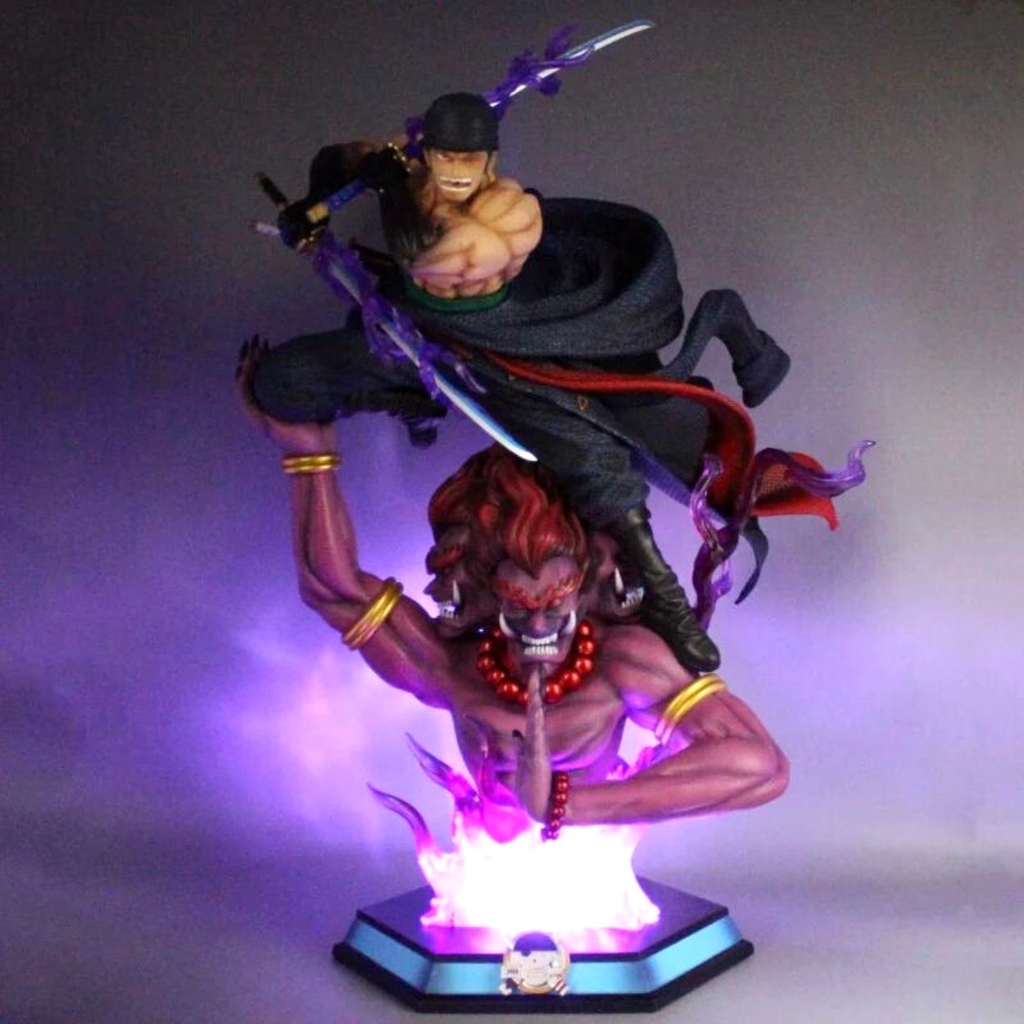 Mô Hình OnePiece Zoro Đứng trên Tượng quỷ Asura - Cao 50cm - nặng 5kg - Phụ Kiện : LED + 2 đầu + 2 Kiếm -  Figure OnePiece -  Có Hộp - N1-K45-T5-S1