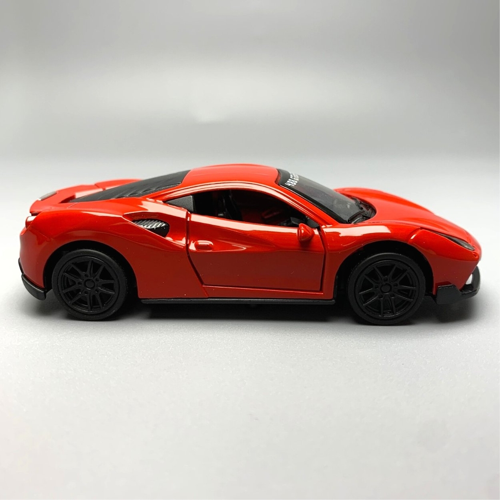 Mô Hình xe Ferrari 488 GTB Đỏ tỉ lệ 1:43 Hợp kim có thể mở cửa - bánh sau chạy cót - Dài 10cm - cao 3cm - nặng 200gram - Figure Oto - FULL BOX : box màu số4