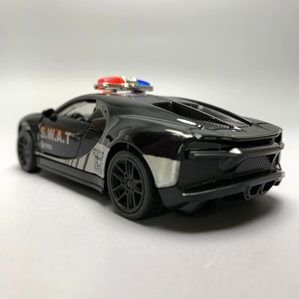 Mô Hình xe police  Bugatti Chiron tỉ lệ 1:43 Hợp kim có thể mở cửa - bánh sau chạy cót - Dài 10cm - cao 3cm - nặng 200gram - Figure Oto - FULL BOX : box màu - SKU : oto7 số 10