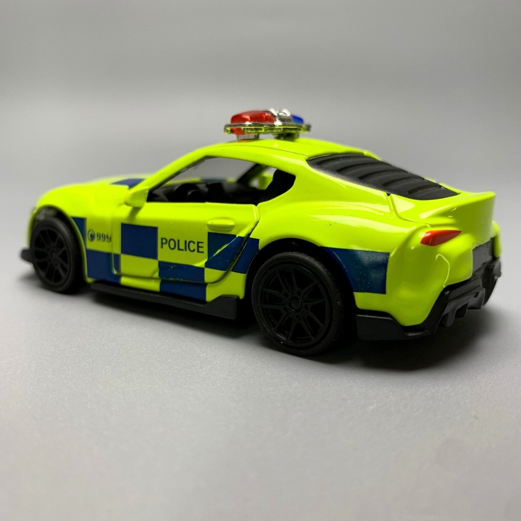 Mô Hình xe Toyota police  Supra xanh nõn chuối tỉ lệ 1:43 Hợp kim có thể mở cửa - bánh sau chạy cót - Dài 10cm - cao 3cm - nặng 200gram - Figure Oto - FULL BOX : box màu - SKU : oto4 số 21