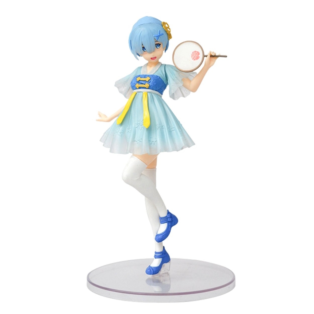 Mô Hình RE:ZERO Rem Cầm quạt váy xanh - Cao 21cm - rộng 12cm - nặng 200Gram - Figure RE:ZERO - Có Hộp màu - N1-K36-T2-S2