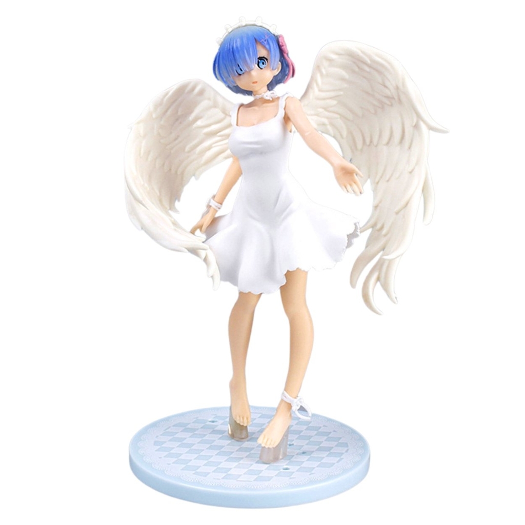 Mô Hình RE:ZERO Rem Thiên thần váy trắng - Cao 21cm - ngang 12cm - nặng 200gram  - Figure RE:ZERO - no box - (VAT MH001)