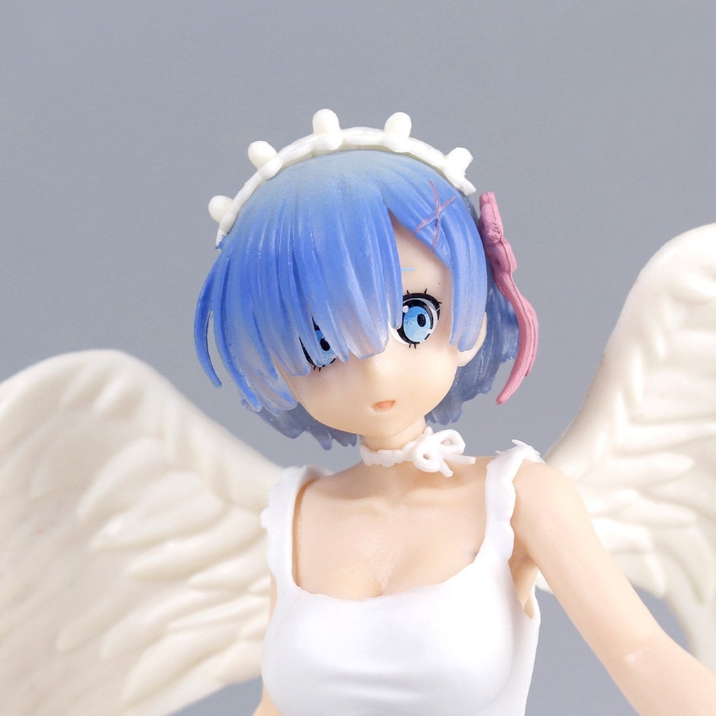Mô Hình RE:ZERO Rem Thiên thần váy trắng - Cao 21cm - ngang 12cm - nặng 200gram  - Figure RE:ZERO - no box N1-K43-T2-S2