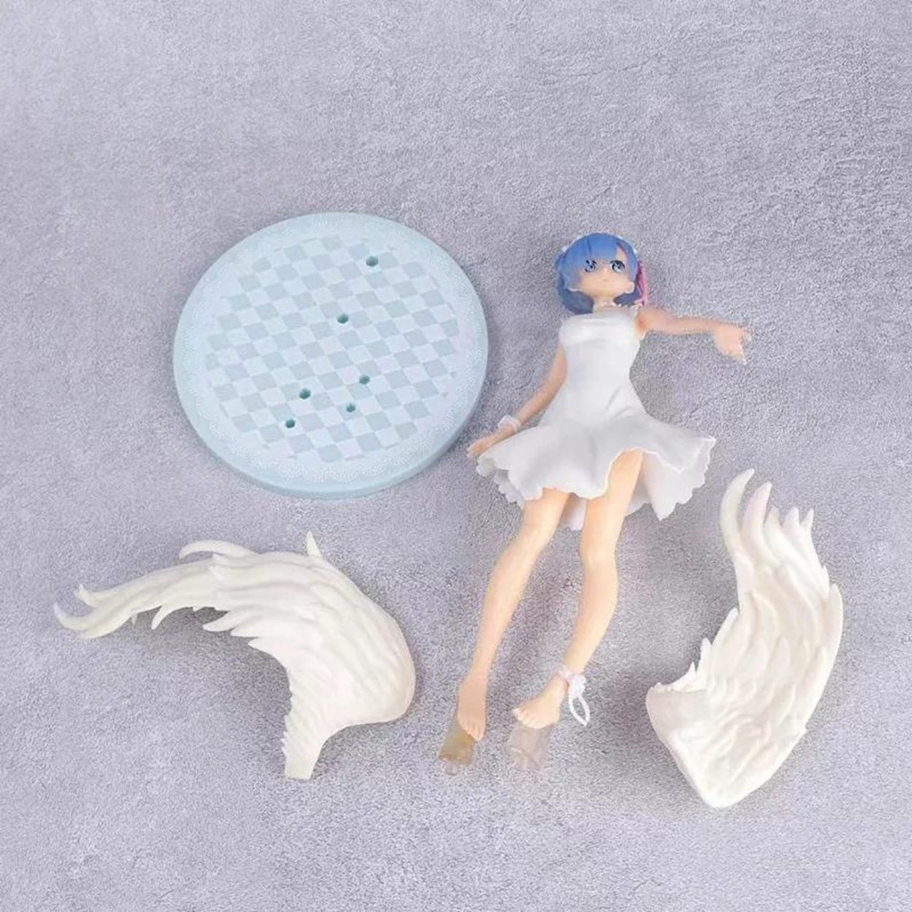 Mô Hình RE:ZERO Rem Thiên thần váy trắng - Cao 21cm - ngang 12cm - nặng 200gram  - Figure RE:ZERO - no box N1-K43-T2-S2