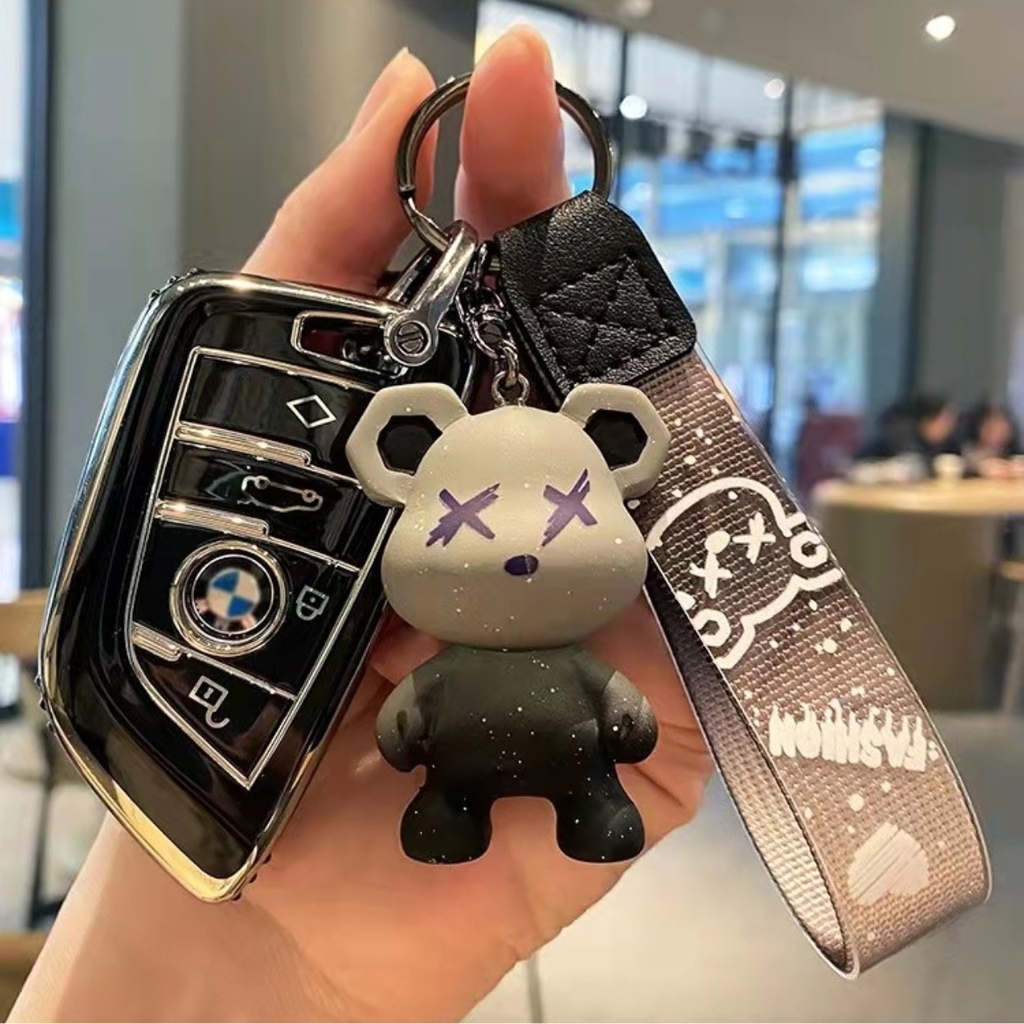 Móc khóa gấu Bearbrick màu xám - Dây móc dài : 11cm - mô hình gấu Bearbrick Cao : 5.5cm - Nặng 50gram - No Box : Bọc túi OPP n3-t3