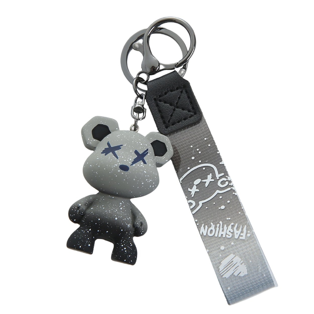Móc khóa gấu Bearbrick màu xám - Dây móc dài : 11cm - mô hình gấu Bearbrick Cao : 5.5cm - Nặng 50gram - No Box : Bọc túi OPP n3-t3