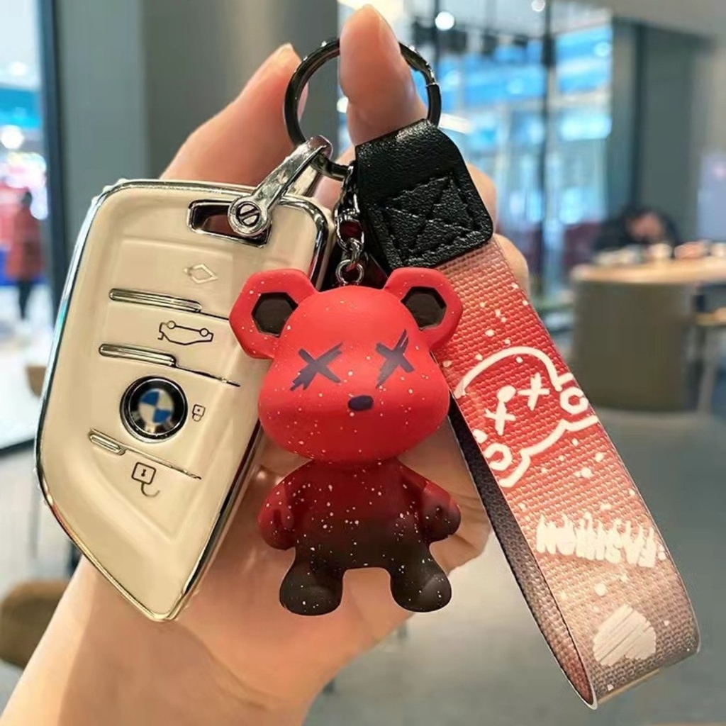 Móc khóa gấu Bearbrick màu Đỏ - Dây móc dài : 11cm - mô hình gấu Bearbrick Cao : 5.5cm - Nặng 50gram - No Box : Bọc túi OPP - N3-K13-T2-S2
