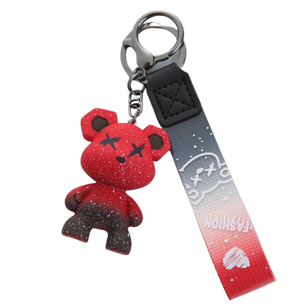 Móc khóa gấu Bearbrick màu Đỏ - Dây móc dài : 11cm - mô hình gấu Bearbrick Cao : 5.5cm - Nặng 50gram - No Box : Bọc túi OPP - N3-K13-T2-S2