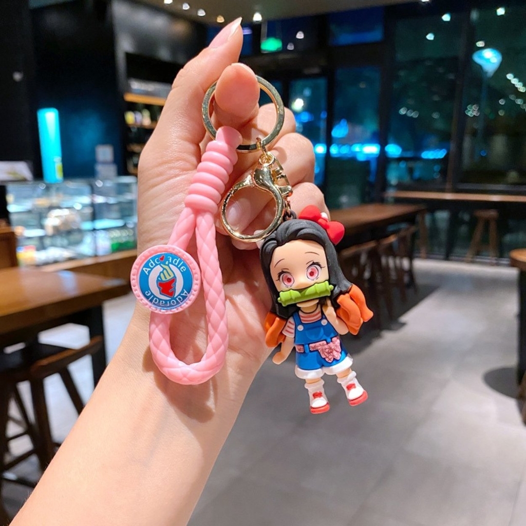 Móc Khóa Nezuko - Dây móc dài : 9.5cm - Mô Hình Cao : 7.3cm - Nặng : 50gram - No Box : bọc túi OPP N3-K13-T1-S1