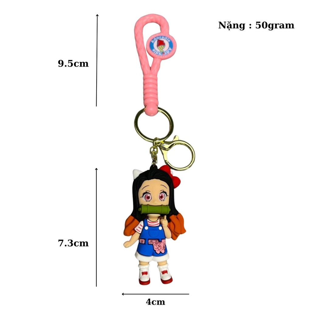 Móc Khóa Nezuko - Dây móc dài : 9.5cm - Mô Hình Cao : 7.3cm - Nặng : 50gram - No Box : bọc túi OPP N3-K13-T1-S1