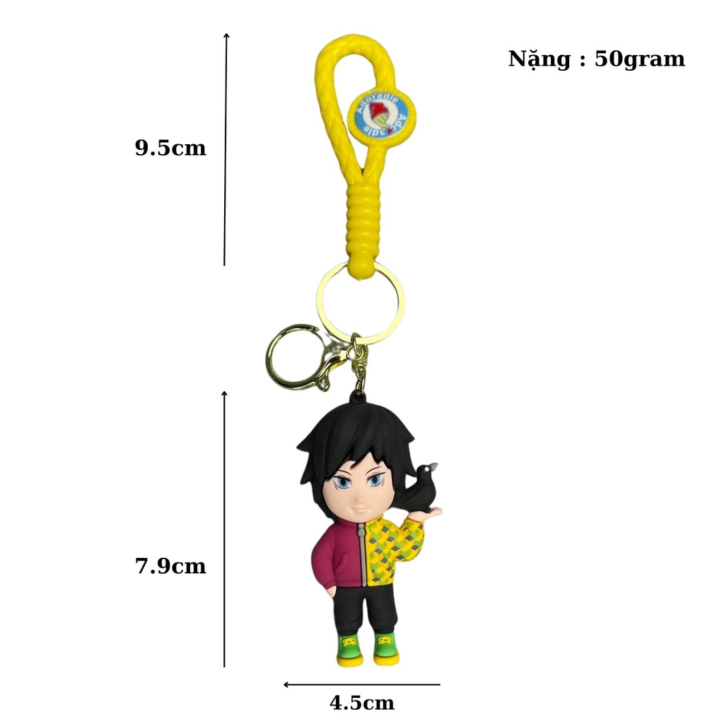 Móc Khóa Tomioka Giyuu - Dây móc dài : 9.5cm - Mô Hình Cao : 7.9cm - Nặng : 50gram - No Box : bọc túi OPP N3-K17-T3-S3