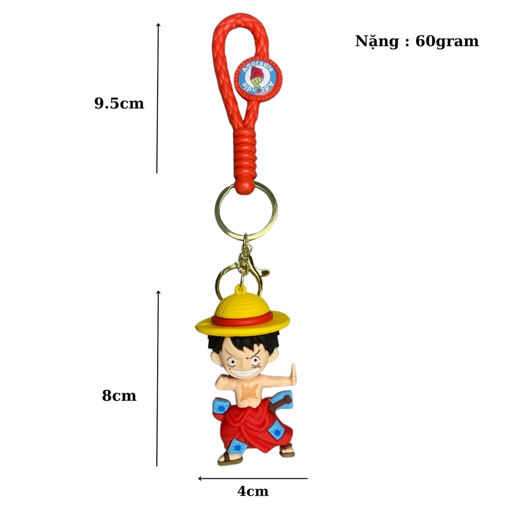 Móc Khóa Luffy cởi trần - Dây móc dài : 9.5cm - Mô Hình Cao : 8cm - Nặng : 60cm - No Box : bọc túi OPP N3-K16-T6-S2