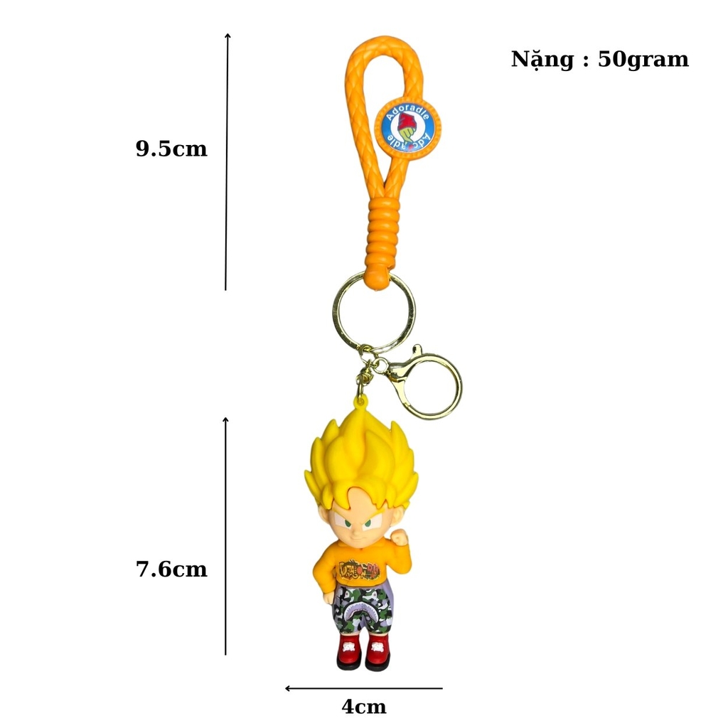 Móc Khóa Goku tóc vàng - Dây móc dài : 9.5cm - Mô Hình Cao : 7.6cm - Nặng : 50gram - No Box : bọc túi OPP - K79-T6-S7