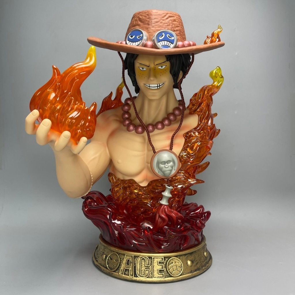 Mô Hình OnePiece bán thân ACE hoả quyền - cao 38cm - Ngang 21cm - nặng 2kg2 - phụ kiện : 1 mũ + Led + Pin , Figure OnePiece - có hộp màu - N1-K42-T5-S3