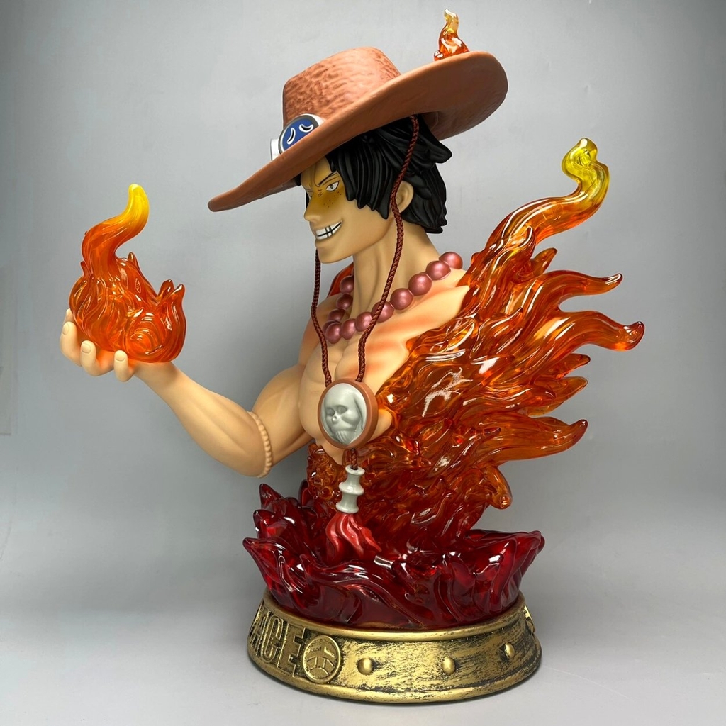 Mô Hình OnePiece bán thân ACE hoả quyền - cao 38cm - Ngang 21cm - nặng 2kg2 - phụ kiện : 1 mũ + Led + Pin , Figure OnePiece - có hộp màu - N1-K42-T5-S3