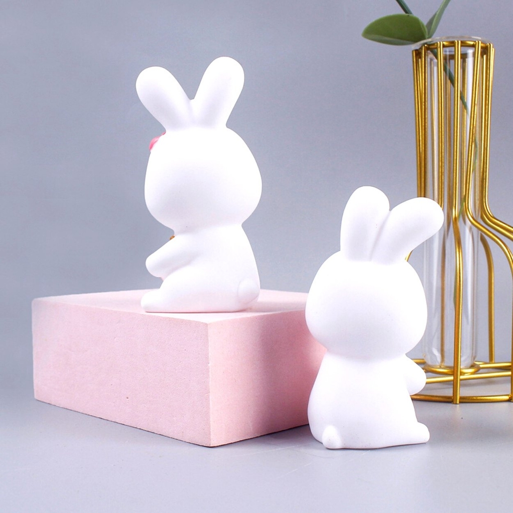Mô Hình 2 Thỏ trắng - Cao 8cm - ngang 4cm - nặng 50gram - No box : bọc túi OPP N3-ST5