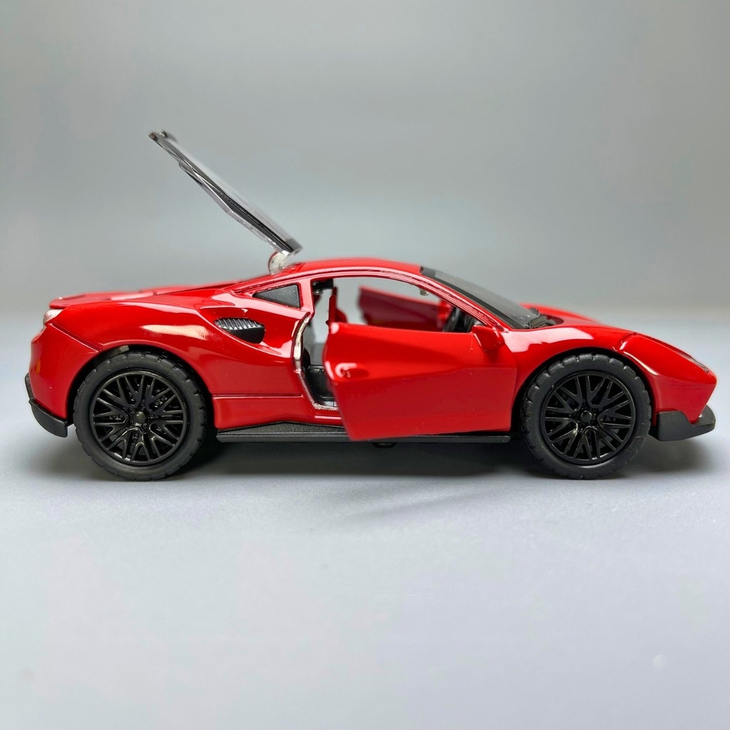 Mô Hình xe Ferrari 458 màu đỏ - tỉ lệ 1:36 Hợp kim có thể mở cửa - bánh sau chạy cót - Dài 12cm - rộng 5cm - cao 3.5cm - nặng : 200gram - FULL BOX : box màu - SKU : oto71 - N3-K10-T5-S2
